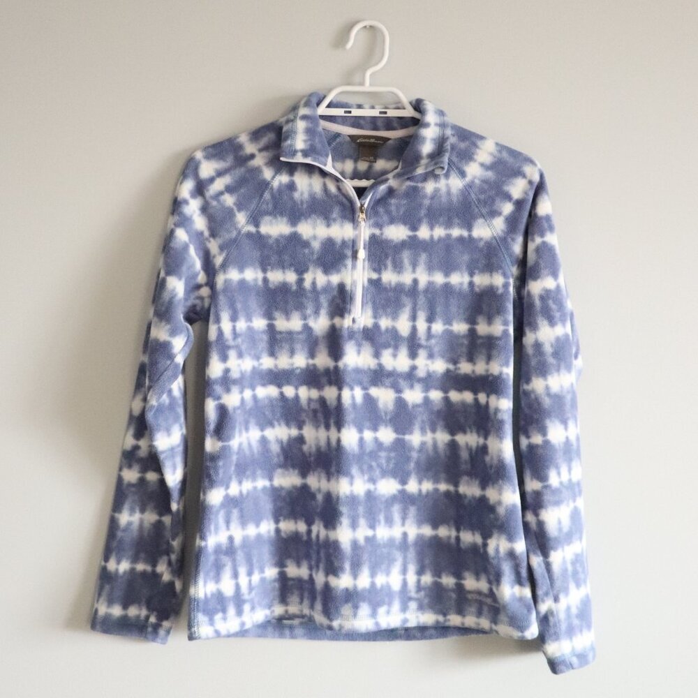 Eddie Bauer‎ Women's Blue Sz XS 1/4 Zip Raglan Sleeve Fleece Pullover Sweater